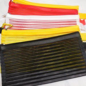 Cosmetic Pouch set of 5 travel makeup toiletry bag see-through 9" x 4.5"